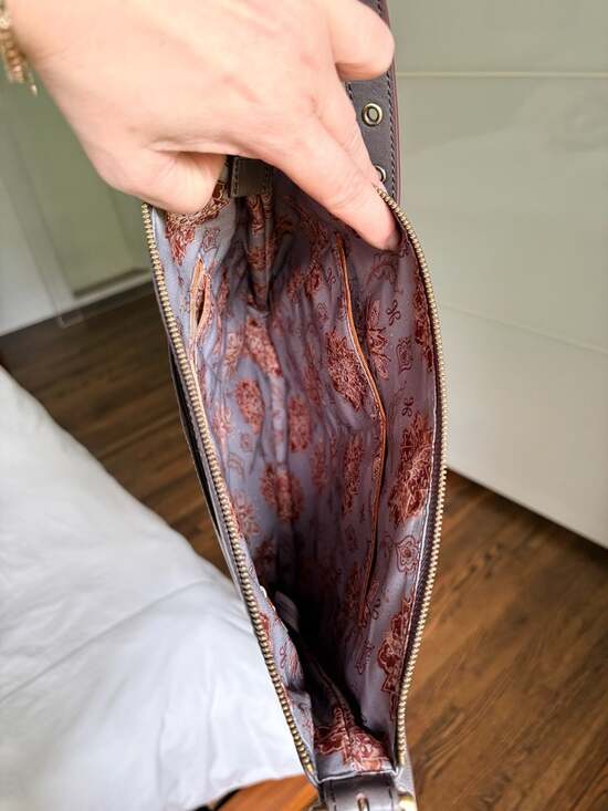 HOBO Treaty Gray Metallic Leather Crossbody Bag with Studded Strap - Picture 9 of 9